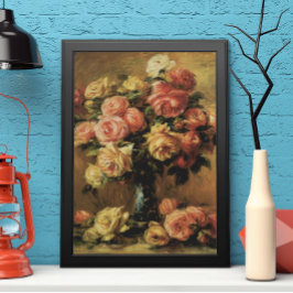 Rose in einer Vase von Pierre Renoir, Vintage Kuns Poster