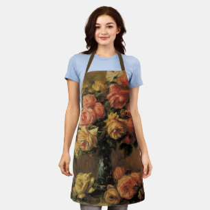 Rose in einer Vase von Pierre Renoir, Vintage Kuns Schürze