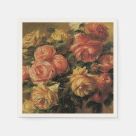 Rose in einer Vase von Pierre Renoir, Vintage Kuns Serviette