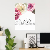 Rose in Farbe Rosa und Weiß Blumen Willkommen Poster (Heimbüro)