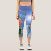 Rose in Floating-Blasen Capri Leggings (Vorderseite)