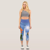 Rose in Floating-Blasen Capri Leggings (Vorderseite)