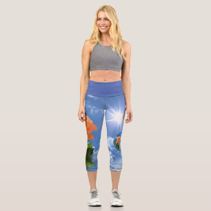 Rose in Floating-Blasen Capri Leggings