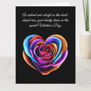 Rose in Form eines farbigen Herzens - Valentinstag Karte