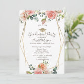 Rose in Form, Grad Cap, Abschluss Einladung (Stehend Vorderseite)