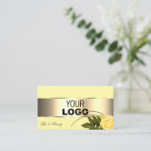 Rose in Gelb-Gold-Dekoration mit Logos und Foto Visitenkarte (Stehend Vorderseite)