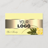 Rose in Gelb-Gold-Dekoration mit Logos und Foto Visitenkarte (Vorderseite)