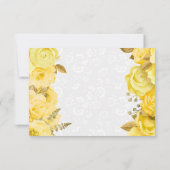 Rose in Gelb und Gold, Hochzeiten RSVP Karte (Rückseite)