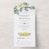 Rose in Gelbfarbe All In One Einladung (Innen Boden)