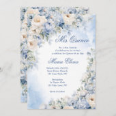 Rose in hellblau und cremefarben. einladung (Vorne/Hinten)
