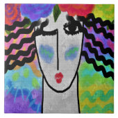 Rose in ihrem Haar Abstrakte digitale Malerei Fliese (Vorderseite)