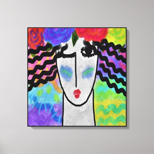 Rose in ihrem Haar Abstrakte digitale Malerei Leinwanddruck (Vorderseite)