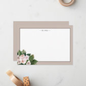 Rose in Monogramm Mitteilungskarte (Vorderseite/Rückseite Beispiel)