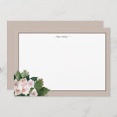 Rose in Monogramm Mitteilungskarte (Vorne/Hinten)