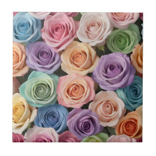 Rose in Pastellfarben Fliese