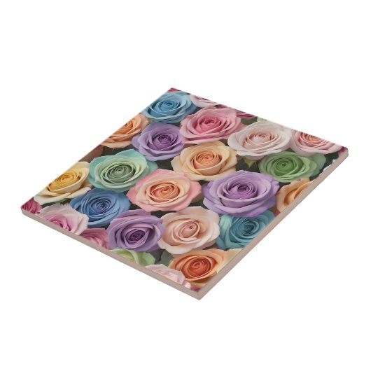 Rose in Pastellfarben Fliese (Seite)