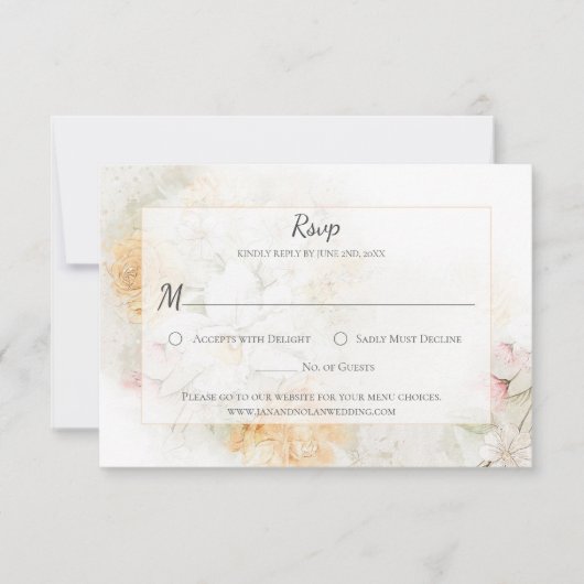 Rose in Pastellgelb und Rosa UAWG RSVP Karte (Vorderseite)