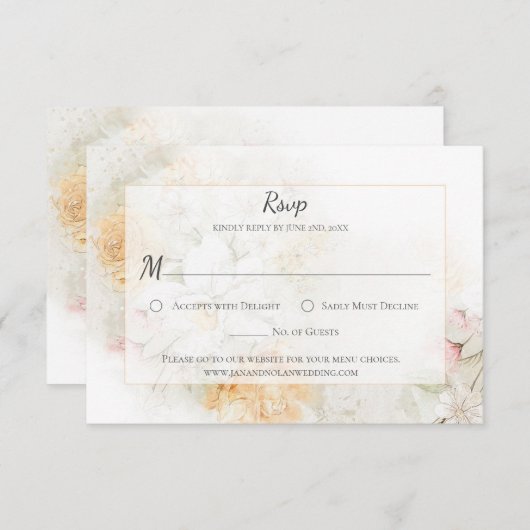 Rose in Pastellgelb und Rosa UAWG RSVP Karte (Vorne/Hinten)