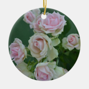 Rose in Pastellrosa Keramik Ornament