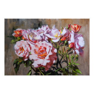 Rose in Pavlovsk - elegante Ölmalerei in Rosa Fotodruck