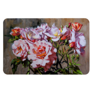 Rose in Pavlovsk - elegante Ölmalerei in Rosa Magnet