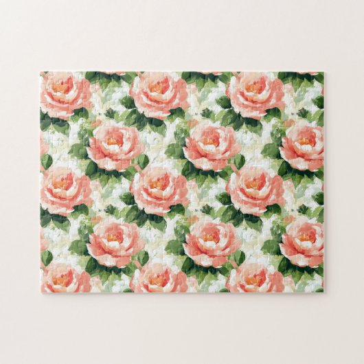 Rose in pfirsichrosa Muster Puzzle (Horizontal)
