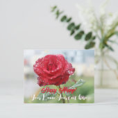Rose in Regentropfen Feiertagspostkarte (Stehend Vorderseite)