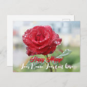 Rose in Regentropfen Feiertagspostkarte (Vorne/Hinten)