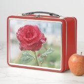 Rose in Regentropfen Metall Brotdose (Beispiel)