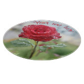 Rose in Regentropfen Schneidebrett (Ecke)