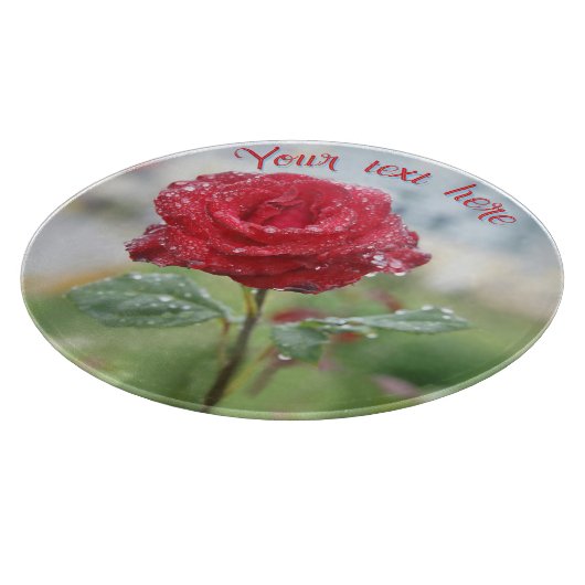 Rose in Regentropfen Schneidebrett (Ecke)