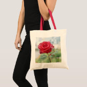 Rose in Regentropfen Tragetasche (Vorderseite (Produkt))