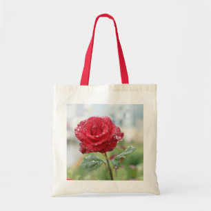 Rose in Regentropfen   Tragetasche