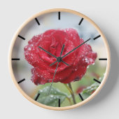 Rose in Regentropfen Uhr (Vorderseite)