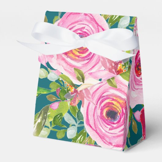 Rose in Rosa auf Aquamarinen Personalisierten Geschenkschachtel (Vorderseite)