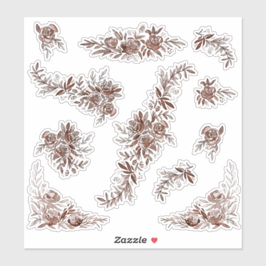 Rose in Rosa Aufkleber (Blatt)