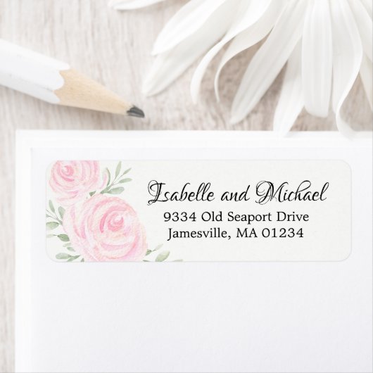 Rose in Rosa Rücksendeadressen-Aufkleber (Insitu)