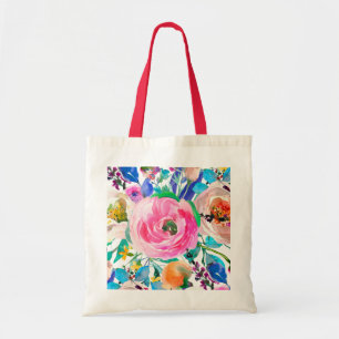 Rose in Rosa und Beige Tragetasche