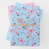 Rose in Rosa und Blau Geschenkpapier Set (Beispiel)