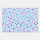 Rose in Rosa und Blau Geschenkpapier Set (Vorderseite)