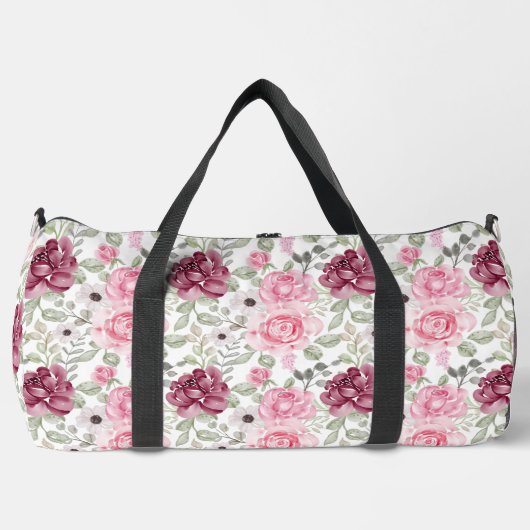 Rose in Rosa und Burgund Duffle Bag (Vorderseite)