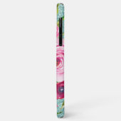 Rose in Rosa und Creme Aqua Glitzer Case-Mate iPhone Hülle (Hinten/Links)