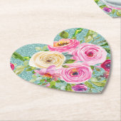 Rose in Rosa und Creme Aqua Glitzer Untersetzer (angewinkelt)