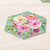 Rose in Rosa und Creme Aqua Glitzer Untersetzer (angewinkelt)