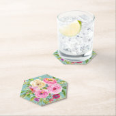 Rose in Rosa und Creme Aqua Glitzer Untersetzer (Vor Ort)