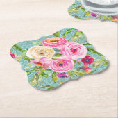 Rose in Rosa und Creme Aqua Glitzer Untersetzer (angewinkelt)