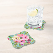 Rose in Rosa und Creme Aqua Glitzer Untersetzer (Vor Ort)