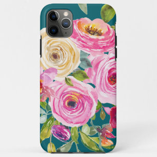 Rose in Rosa und Creme auf Aquamarin Case-Mate iPhone Hülle