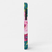 Rose in Rosa und Creme auf Aquamarin Case-Mate iPhone Hülle (Hinten/Links)