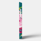 Rose in Rosa und Creme auf Aquamarin Case-Mate iPhone Hülle (Rückseite / Links)